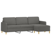 3-Seater Sofa with Footstool Dark Grey 210 cm Fabric Kings Warehouse 
