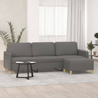 3-Seater Sofa with Footstool Dark Grey 210 cm Fabric Kings Warehouse 