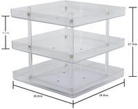 3 Tier 360 Rotating Display Rack Organizer Stand for Clear Nail Polish and Makeup Cosmetics with Acrylic Guard Kings Warehouse 
