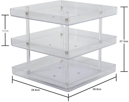 3 Tier 360 Rotating Display Rack Organizer Stand for Clear Nail Polish and Makeup Cosmetics with Acrylic Guard Kings Warehouse 