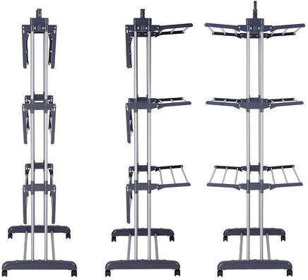 3 Tier Foldable Clothes Drying Rack for Laundry Dryer with Hanger Stand Rail Indoor Home & Garden Kings Warehouse 
