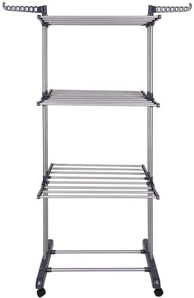 3 Tier Foldable Clothes Drying Rack for Laundry Dryer with Hanger Stand Rail Indoor Home & Garden Kings Warehouse 