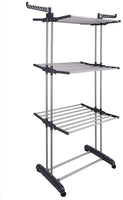 3 Tier Foldable Clothes Drying Rack for Laundry Dryer with Hanger Stand Rail Indoor Home & Garden Kings Warehouse 