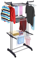 3 Tier Foldable Clothes Drying Rack for Laundry Dryer with Hanger Stand Rail Indoor Kings Warehouse 