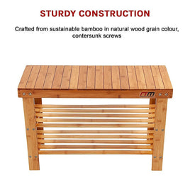 3 Tier Shoe Rack Bamboo Wooden Storage Shelf Stand Bench Cabinet Organiser Furniture Kings Warehouse 