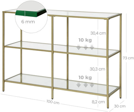 3-Tier Tempered Glass Sofa Table Modern Storage Shelf Furniture Kings Warehouse 