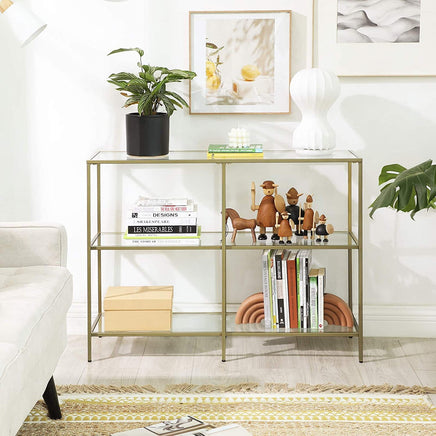 3-Tier Tempered Glass Sofa Table Modern Storage Shelf Furniture Kings Warehouse 