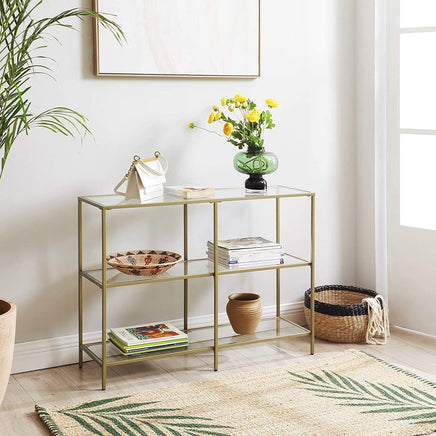 3-Tier Tempered Glass Sofa Table Modern Storage Shelf Furniture Kings Warehouse 