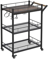 3-Tier Vintage Kitchen Serving Cart on Wheels and Wine Rack (Brown) Kings Warehouse 