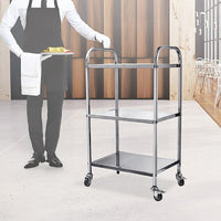 3 Tiers Food Trolley Cart Stainless Steel Utility Kitchen Dining Service Home & Garden KingsWarehouse 