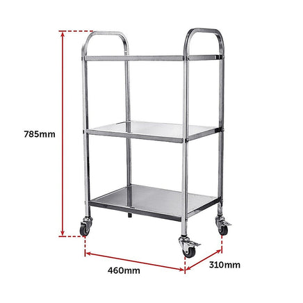 3 Tiers Food Trolley Cart Stainless Steel Utility Kitchen Dining Service Home & Garden KingsWarehouse 