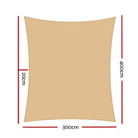 3 x 4m Waterproof Rectangle Shade Sail Cloth - Sand Beige Aussie Backyard Blitz Kings Warehouse 