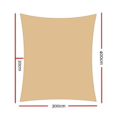 3 x 4m Waterproof Rectangle Shade Sail Cloth - Sand Beige Aussie Backyard Blitz Kings Warehouse 