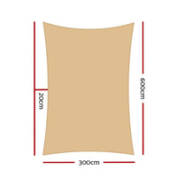 3 x 6m Waterproof Rectangle Shade Sail Cloth - Sand Beige Easter Eggciting Deals Kings Warehouse 