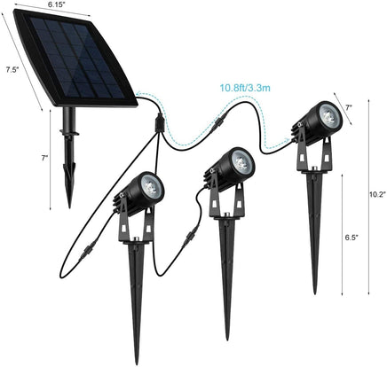 3 x LED Spotlights Powered Solar Garden Lights Outdoor Waterproof (Warm White) Kings Warehouse 