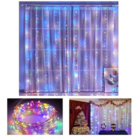 300 LEDs Window Curtain Fairy Lights 8 Modes and Remote Control for Bedroom (Multicolor, 300 x 300cm) Kings Warehouse 
