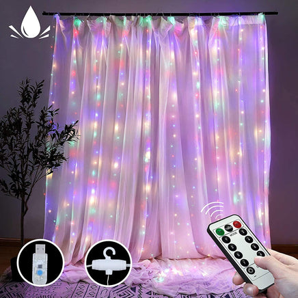 300 LEDs Window Curtain Fairy Lights 8 Modes and Remote Control for Bedroom (Multicolor, 300 x 300cm) Kings Warehouse 