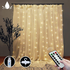 300 LEDs Window Curtain Fairy Lights 8 Modes and Remote Control for Bedroom (Warm White, 300 x 300cm) Kings Warehouse 