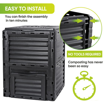 300L Large Garden Outdoor Compost Bin Composter BPA Free Compost Barrel Home & Garden Kings Warehouse 