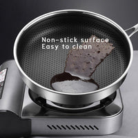 304 Stainless Steel Frying Pan Non-Stick Cooking Frypan Cookware 28cm Honeycomb Double Sided without lid Home & Garden Kings Warehouse 