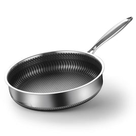 304 Stainless Steel Frying Pan Non-Stick Cooking Frypan Cookware 28cm Honeycomb Double Sided without lid Home & Garden Kings Warehouse 