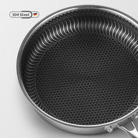 304 Stainless Steel Frying Pan Non-Stick Cooking Frypan Cookware 28cm Honeycomb Double Sided without lid Home & Garden Kings Warehouse 