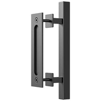 30cm Pull and Flush Barn Door Handle Square Handles set of Frosted Black Surface Square Kings Warehouse 