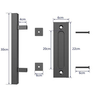 30cm Pull and Flush Barn Door Handle Square Handles set of Frosted Black Surface Square Kings Warehouse 