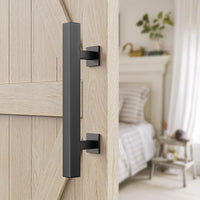 30cm Pull and Flush Barn Door Handle Square Handles set of Frosted Black Surface Square Kings Warehouse 