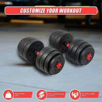 30kg Adjustable Rubber Dumbbell Set Barbell Home GYM Exercise Weights Sports & Fitness Kings Warehouse 