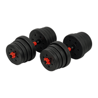 30kg Adjustable Rubber Dumbbell Set Barbell Home GYM Exercise Weights Sports & Fitness Kings Warehouse 