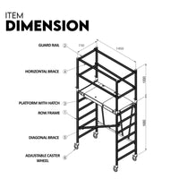 3.0M Aluminium Scaffold Mobile Tower Single Width Platform Height AU Standard Tools Kings Warehouse 