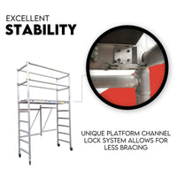 3.0M Aluminium Scaffold Mobile Tower Single Width Platform Height AU Standard Tools Kings Warehouse 