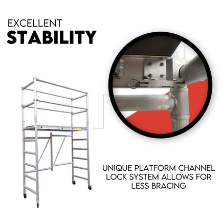 3.0M Aluminium Scaffold Mobile Tower Single Width Platform Height AU Standard Tools Kings Warehouse 