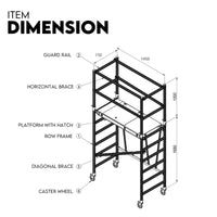 3.0M Aluminium Scaffold Mobile Tower Single Width Platform Height AU Standard Tools Kings Warehouse 