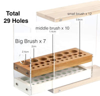 31 Holes Acrylic Bamboo Brush Holder Organiser Beauty Cosmetic Display Stand with Leather Drawer White (22.3 x 8.6 x 21.5 cm) Kings Warehouse 