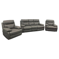 3+1+1 Seater Electric Recliner Sofa In Luxe Rhino Polyester Plywood Fabric In Ash Colour with Plastic Black Base