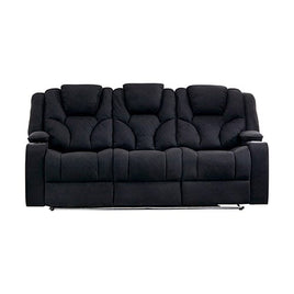 3+1+1 Seater Electric Recliner Stylish Rhino Fabric Black Lounge Armchair with LED Features Furniture Kings Warehouse 