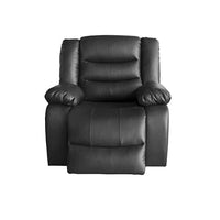 3+1+1 Seater Recliner Sofa In Faux Leather Lounge Couch in Black Furniture Kings Warehouse 