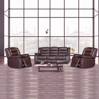 3+1+1 Seater Recliner Sofa In Faux Leather Lounge Couch in Brown Furniture Kings Warehouse 