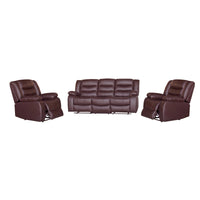 3+1+1 Seater Recliner Sofa In Faux Leather Lounge Couch in Brown Furniture Kings Warehouse 