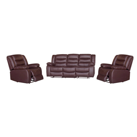 3+1+1 Seater Recliner Sofa In Faux Leather Lounge Couch in Brown Furniture Kings Warehouse 