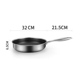 316 Stainless Steel Frying Pan Non-Stick Cooking Frypan Cookware 32cm Honeycomb Single Sided without lid Home & Garden Kings Warehouse 