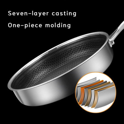 316 Stainless Steel Frying Pan Non-Stick Cooking Frypan Cookware 32cm Honeycomb Single Sided without lid Home & Garden Kings Warehouse 