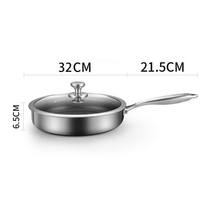 316 Stainless Steel Frying Pan Non-Stick Cooking Frypan Cookware 32cm Honeycomb Single Sided without lid Home & Garden Kings Warehouse 