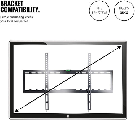 32-70 Inch Fixed TV Wall Mount Bracket TV Bracket Wall Mount up to 75KG Kings Warehouse 