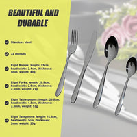 32 Piece Stainless Steel Cutlery Set Knives Fork Spoon Teaspoon Home & Garden KingsWarehouse 