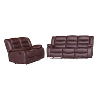 3+2 Seater Recliner Sofa In Faux Leather Lounge Couch in Brown Furniture Kings Warehouse 