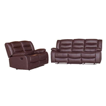 3+2 Seater Recliner Sofa In Faux Leather Lounge Couch in Brown Furniture Kings Warehouse 