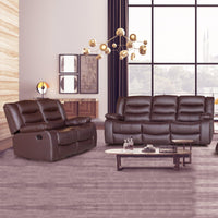 3+2 Seater Recliner Sofa In Faux Leather Lounge Couch in Brown Furniture Kings Warehouse 